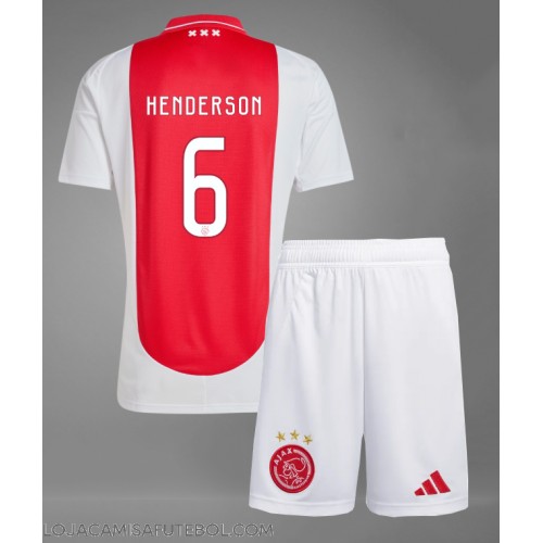 Camisa de Futebol Ajax Jordan Henderson #6 Equipamento Principal Infantil 2024-25 Manga Curta (+ Calças curtas)